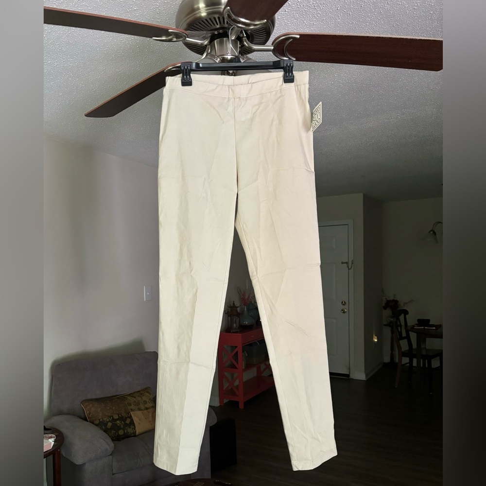 CLARA SUN WOO SIGNATURE STRAIGHT LEG ANKLE PANT SIZE XL Khaki Pull on Stretch